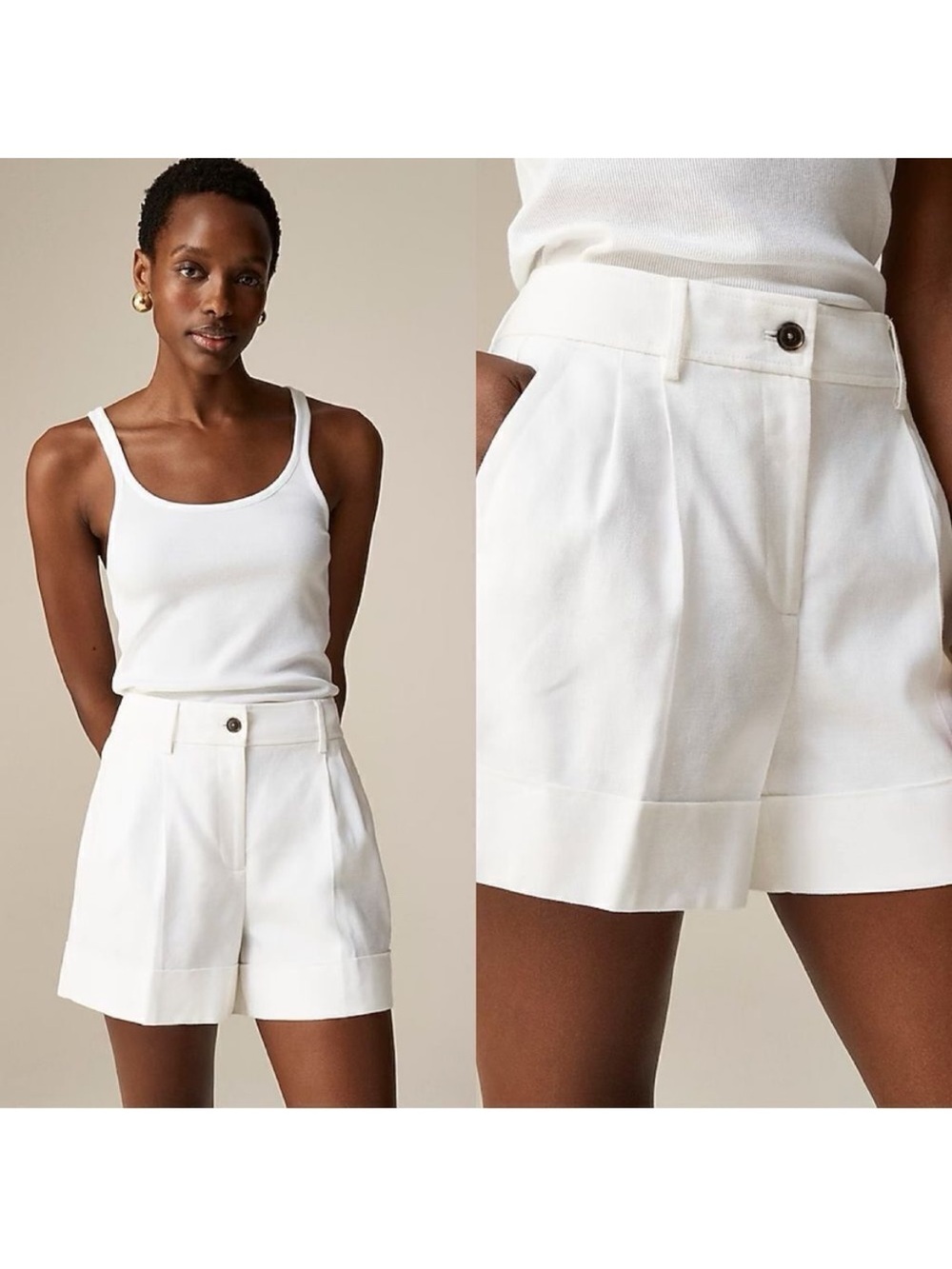 J. Crew Remi Tailored Short in Stretch Linen Blend. White. Women’s size 2 - Picture 2 of 13